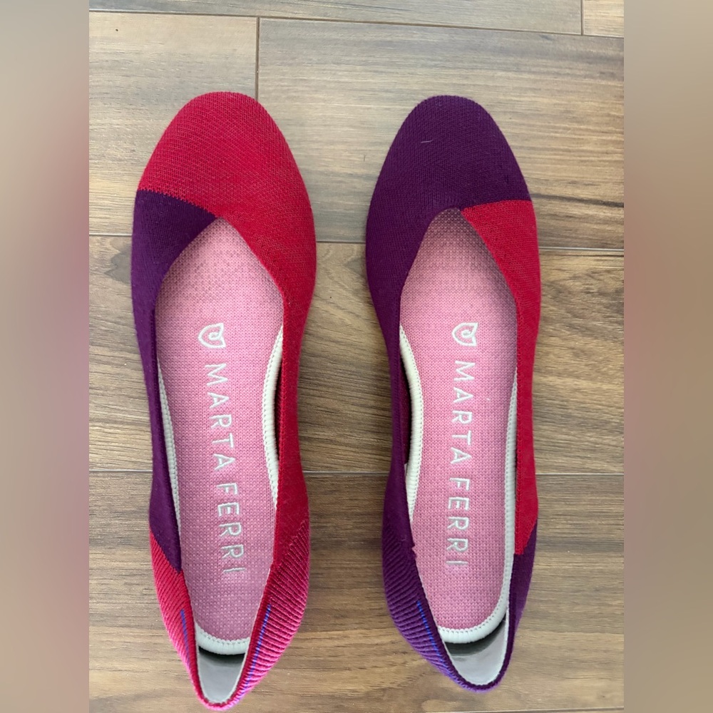 Rothy's and Marta Ferri Cherry Violet Merino Wool Square Flats
